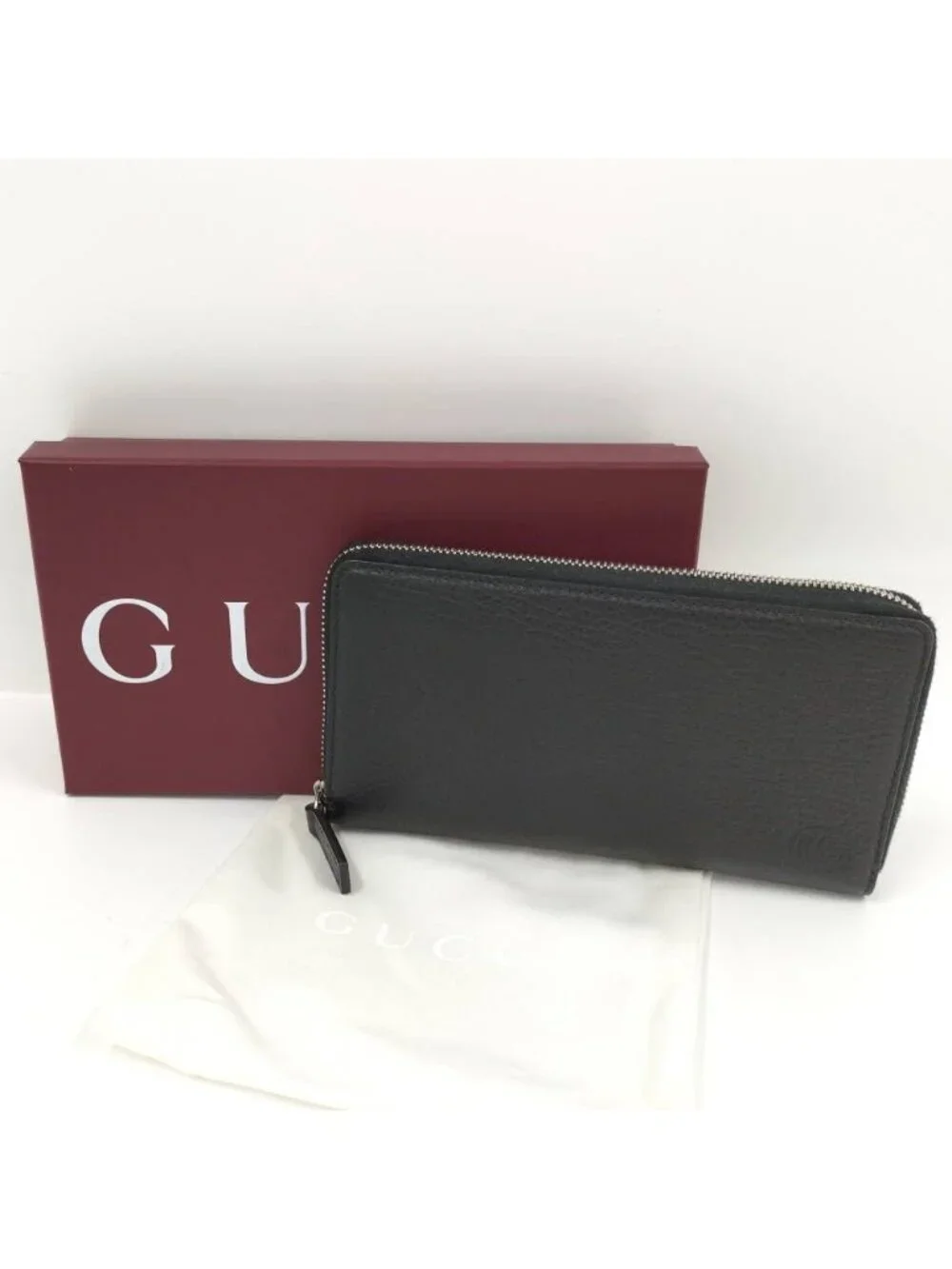 Gucci Double Zip Around Wallet Leather Black